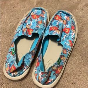 Bright Sanuk slip ons